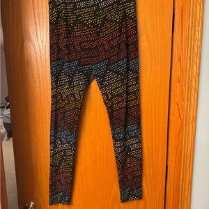 LuLaRoe Black TC Leggings with Multicolor Dot Maze Print